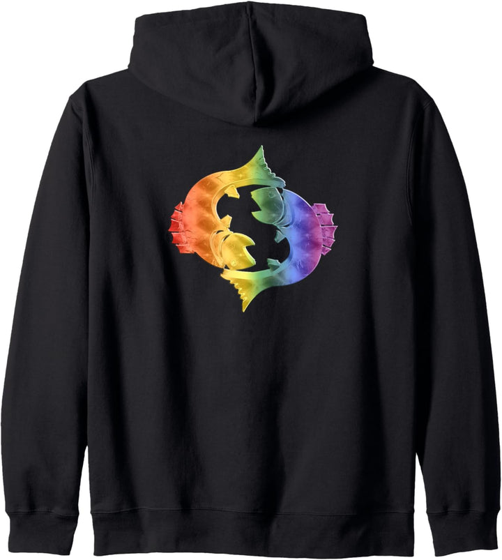 Tierkreiszeichen Fische Regenbogen Logo Sternzeichen Fische Kapuzenjacke