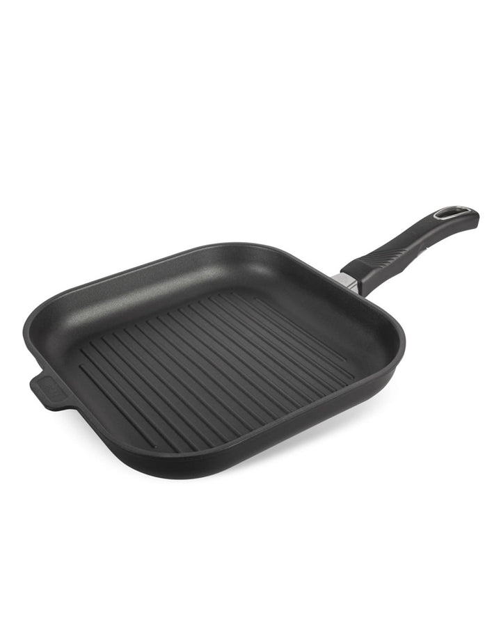 Original Gundel GUSS-QUADRAT-GRILLPFANNE flach, 28 x 28 cm, Höhe 4 cm, BIOTAN-Oberfläche - abnehmbar