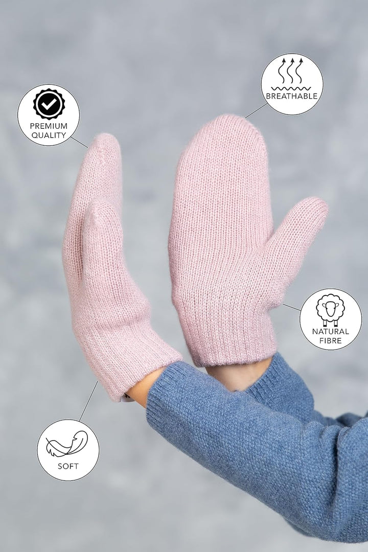 KNITAS Doppellagen Strickhandschuhe aus Wolle für Baby Kleinkind I Winter Warme Gestrickte Handschuh