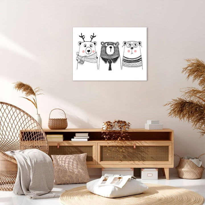 Bilder auf Leinwand Spass süss Teddybär Leinwandbild mit Rahmen 70x50cm Wandbilder Dekoration Wohnzi