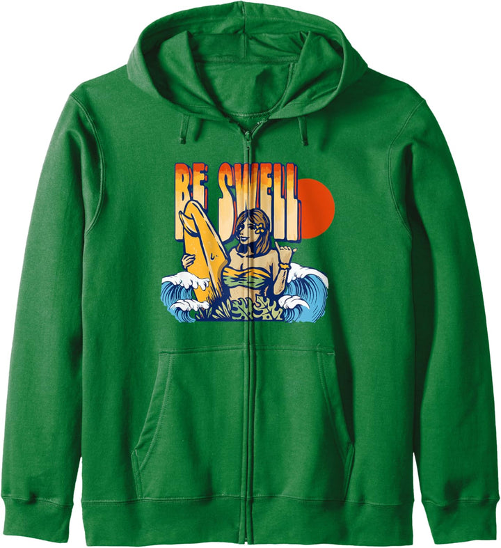 Be Swell Vintage Surf Girl Retro Eighties Graphic Kapuzenjacke