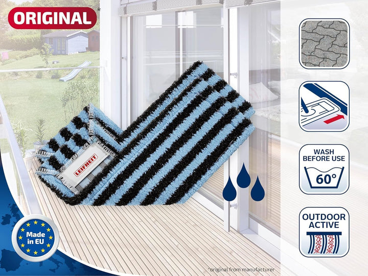 Leifheit Original 2er Set Wischbezug Profi XL Outdoor für sehr groben Schmutz, Bodenwischer Ersatzbe