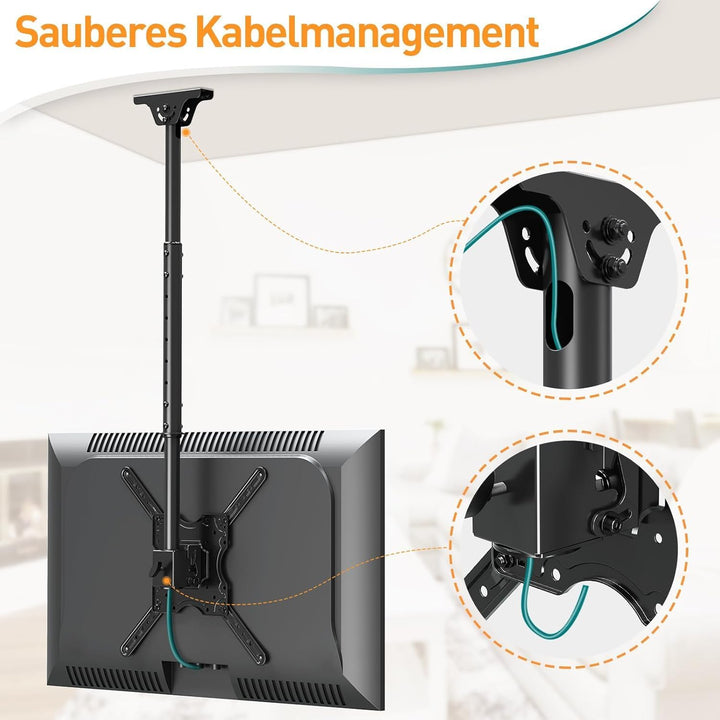 ELIVED TV Deckenhalterung für die meisten 24-65 Zoll Flach &amp; Curved Fernseher bis zu 45KG, max. VESA
