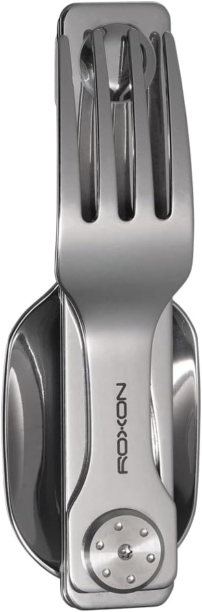 Roxon C2 Campingbesteck, 2 in 1 abnehmbares, faltbares Besteck mit Gabel und Löffel für Outdoor, Cam