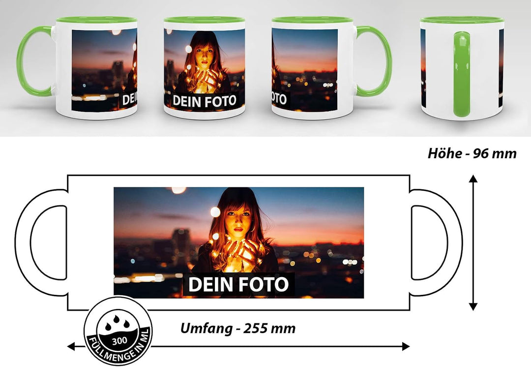 Foto-Tasse zum selbst gestalten mit Foto und Text/mit individuellen Druck in Profiqualität/Personali