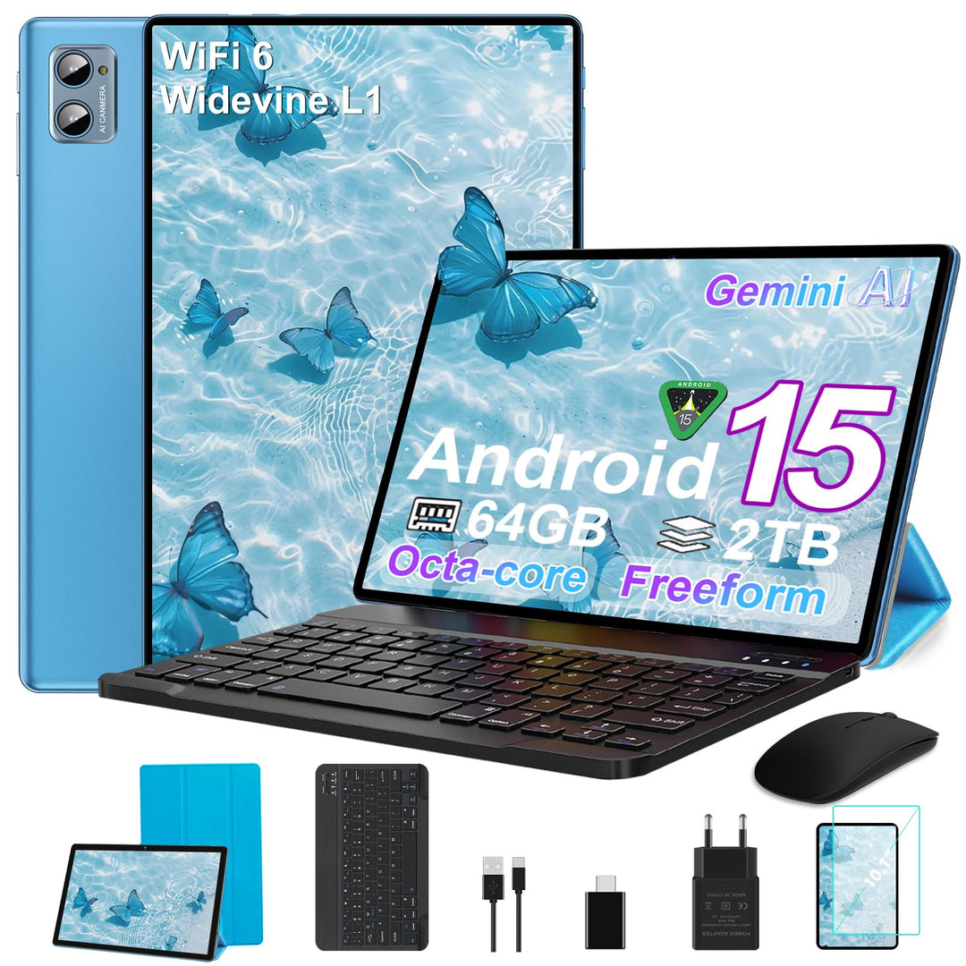 2026 Tablet 10 Zoll Android 15 Octa Core Tablet mit 64 GB ROM + 2 TB TF | 5G + 2,4G WiFi |GMS| Bluet