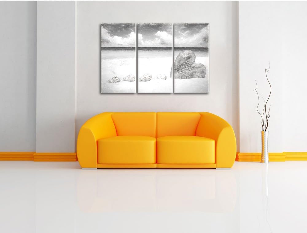 Pixxprint Sandstrand mit Muscheln als Leinwandbild/Grösse: 3 Teilig (120x80) cm/Wandbild/Kunstdruck/