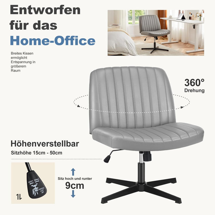 DUMOS Bürostuhl Ohne Armlehne, Teddysamt und Bequemes Netzgewebe Criss Cross Chair, mit Verbreiterte