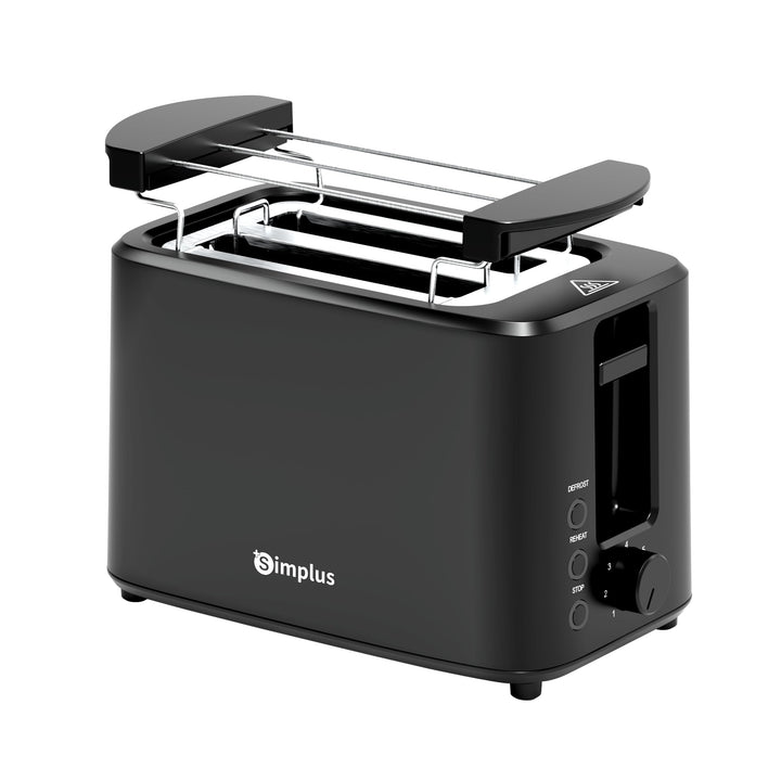 SIMPLUS Toaster 2 Toastschlitze, 7 Bräunungsstufen, Auftau- & Aufwärmfunktion, Brötchenaufsatz, extr