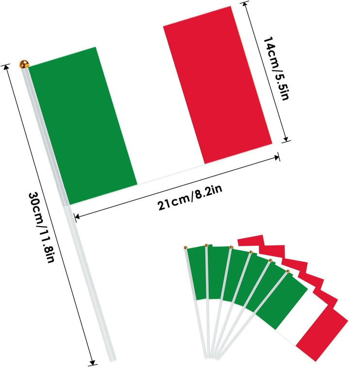 AhfuLife Klein Italien Flagge für Olympische Deko 2024, 100 Stück Italienische Mini Handgehaltene Fl