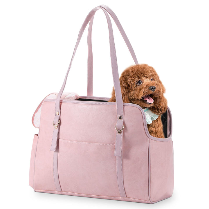 Hundetragetasche, modische Leder-Haustier-Tragetasche mit Taschen, von Fluggesellschaften zugelassen