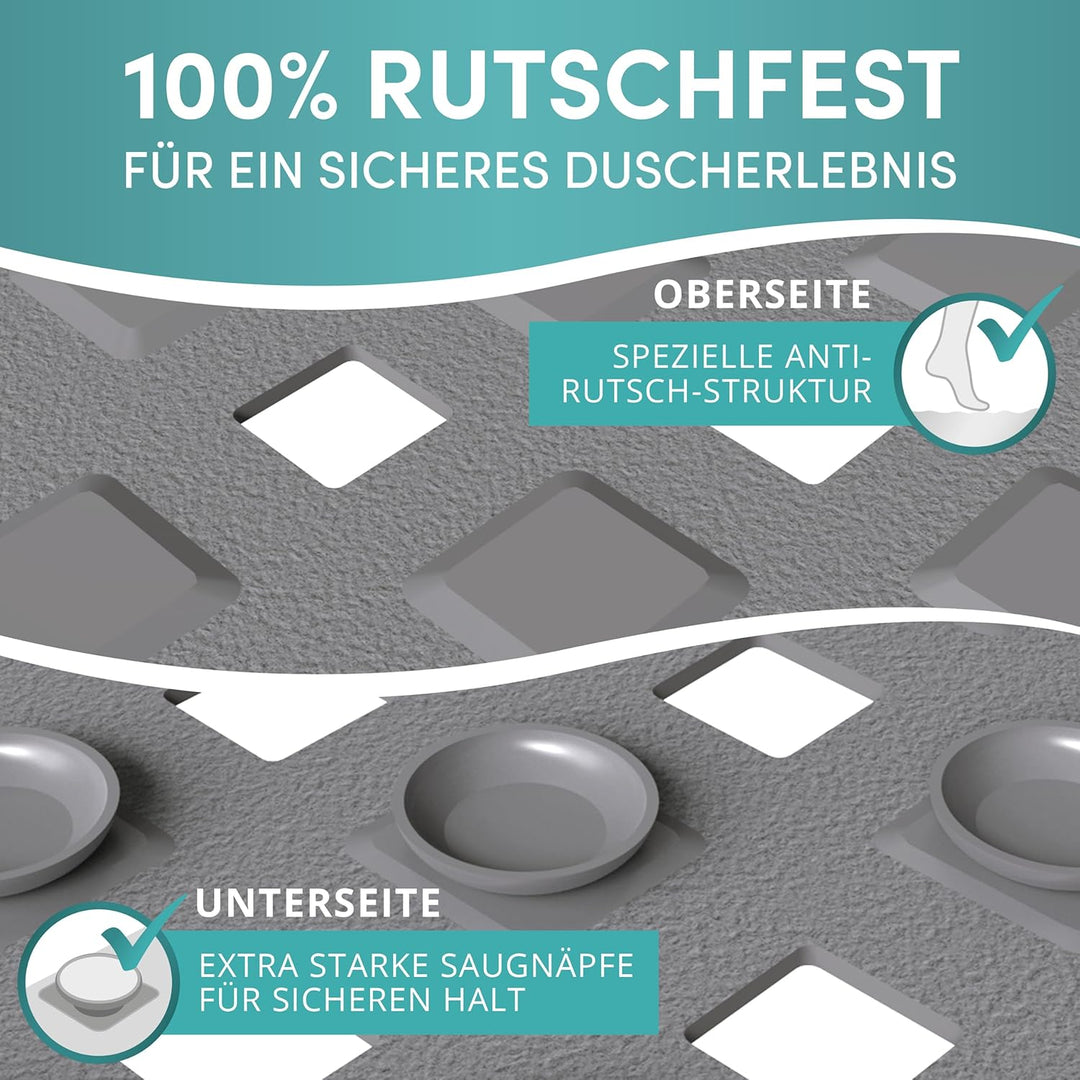 Engelbach® Duschmatte rutschfest 53x53cm - Inklusive Haken zum Aufhängen - 100% BPA-frei - Antirutsc