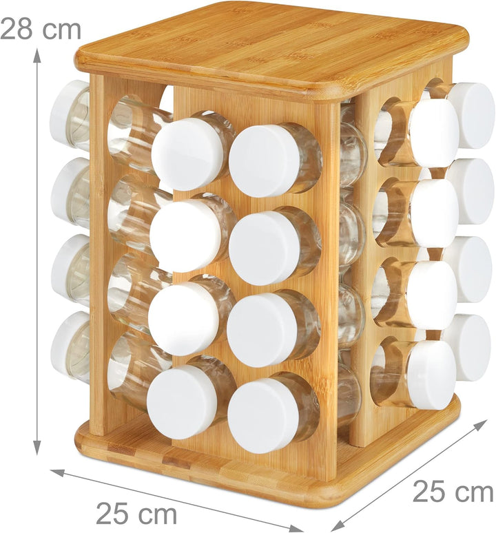 Relaxdays XXL Gewürzkarussell, drehbar, 32 Gewürzgläser, aromadichte Aufbewahrung, Gewürze Organizer