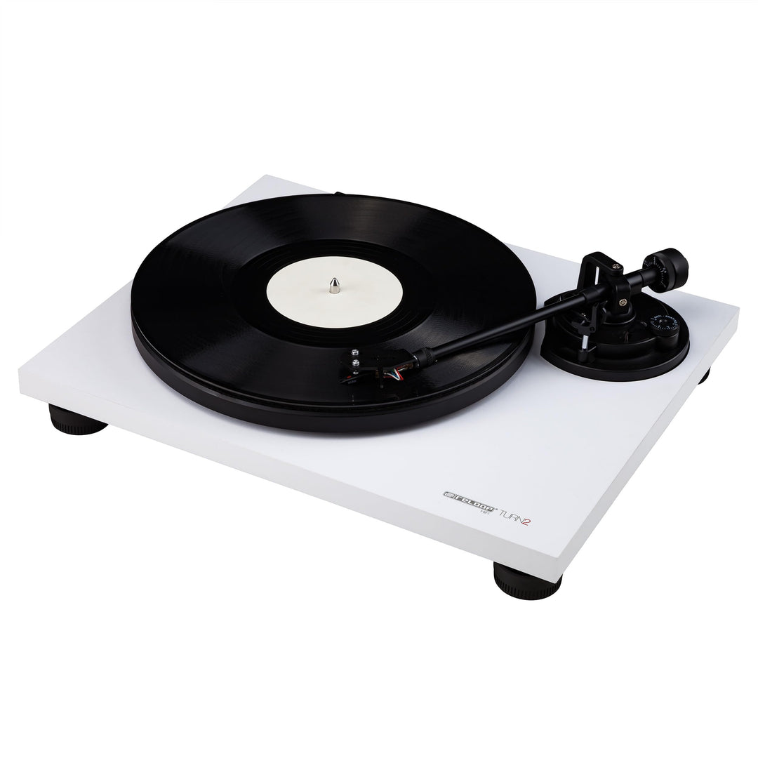 Reloop Turn 2-Wei Analoger HiFi Plattenspieler für Audio Puristen, Weiss, Weiss