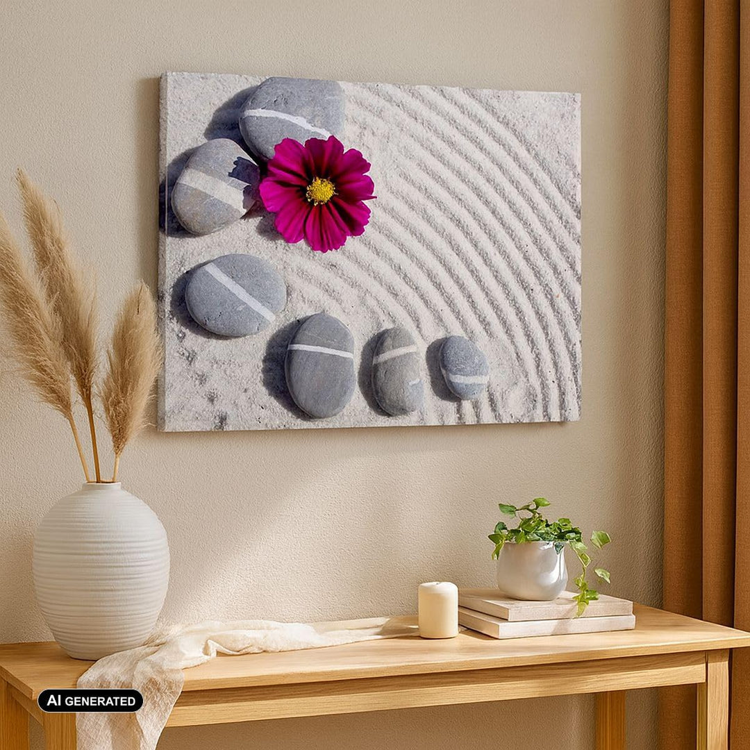 Bilder auf Leinwand 100x70cm Leinwandbild Zusammensetzung Steine Entspannung Gross Wanddeko Bild Sch