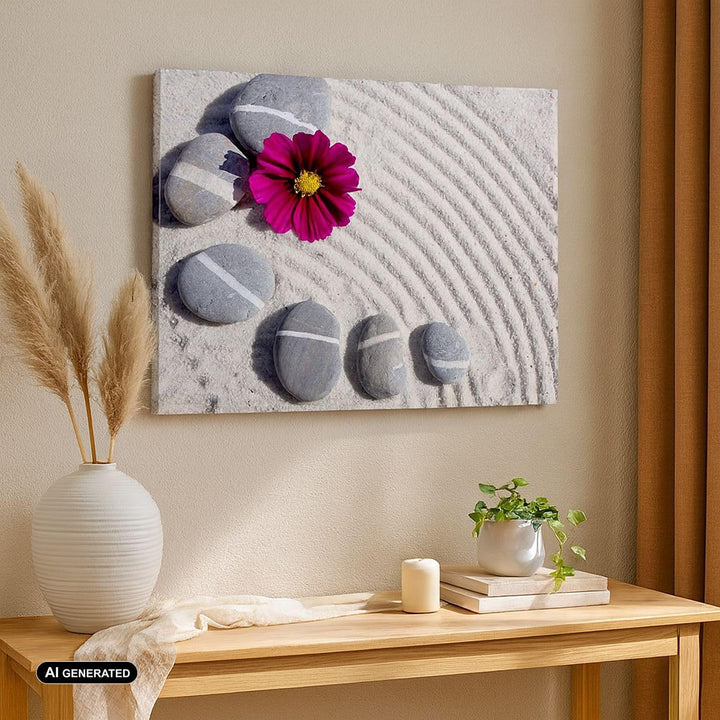 Bilder auf Leinwand 100x70cm Leinwandbild Zusammensetzung Steine Entspannung Gross Wanddeko Bild Sch