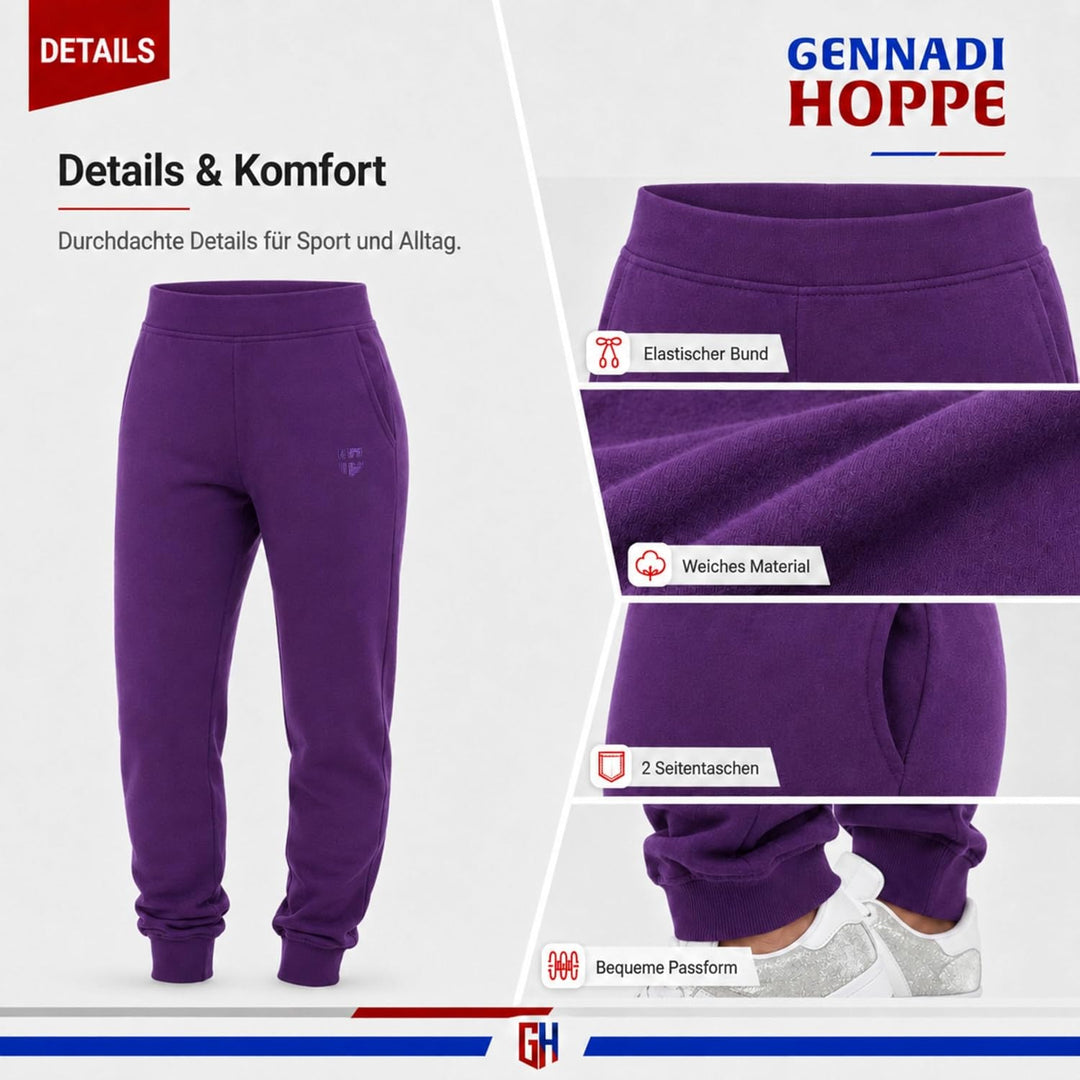 Gennadi Hoppe Damen Jogginghose Trainingshose Sweat Pants Sporthose Fitness Hose XS Lila (Purple), X