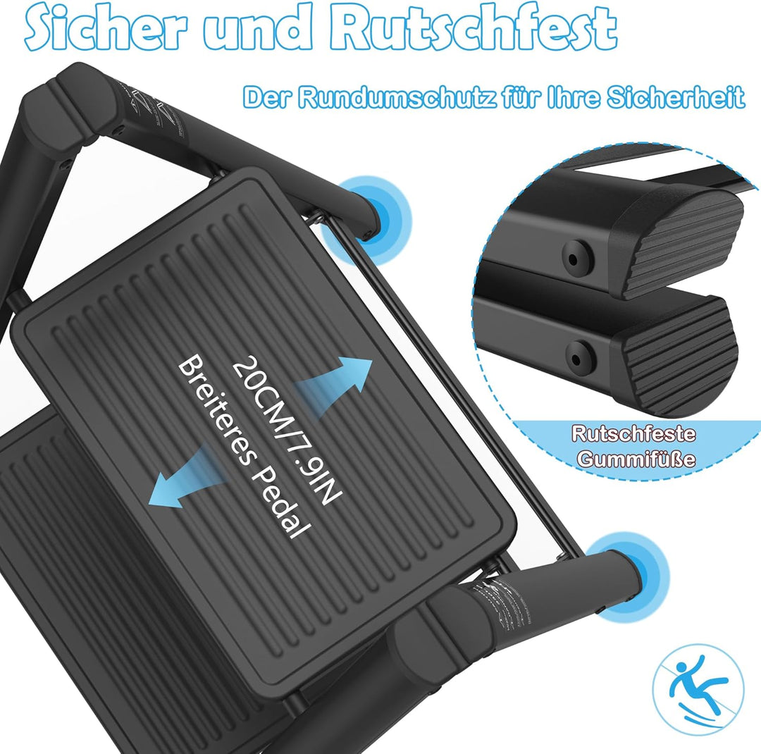 Aufun Trittleiter 3 Stufen, Klappleiter mit breitem Anti-Rutsch-Pedal, Haushaltsleiter Multifunktion