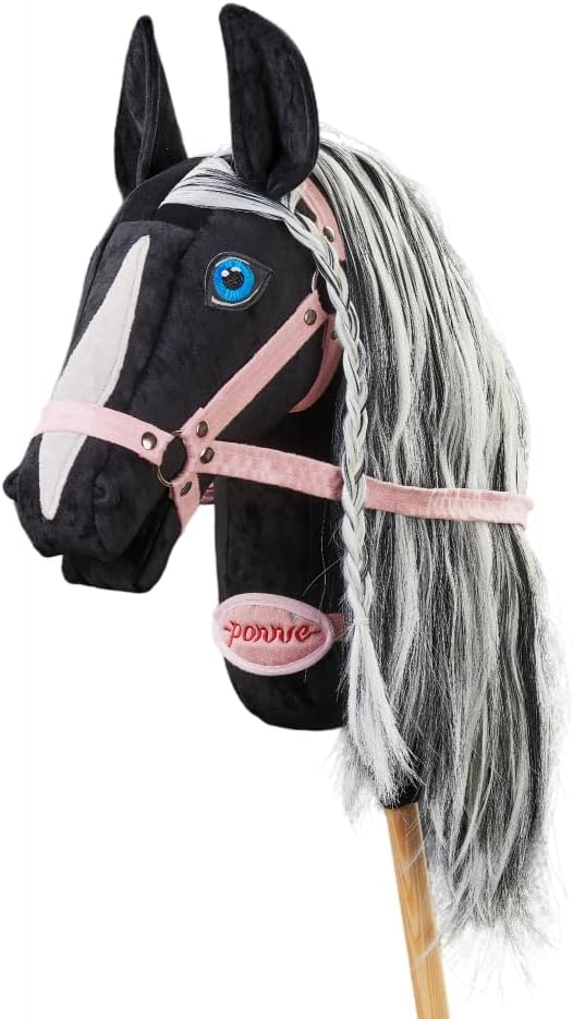 PONNIE Steckenpferd Ponnie Barock Pinto A3 rosa, Hobby Horse, Pferde Spielzeug für Kinder, mit handg