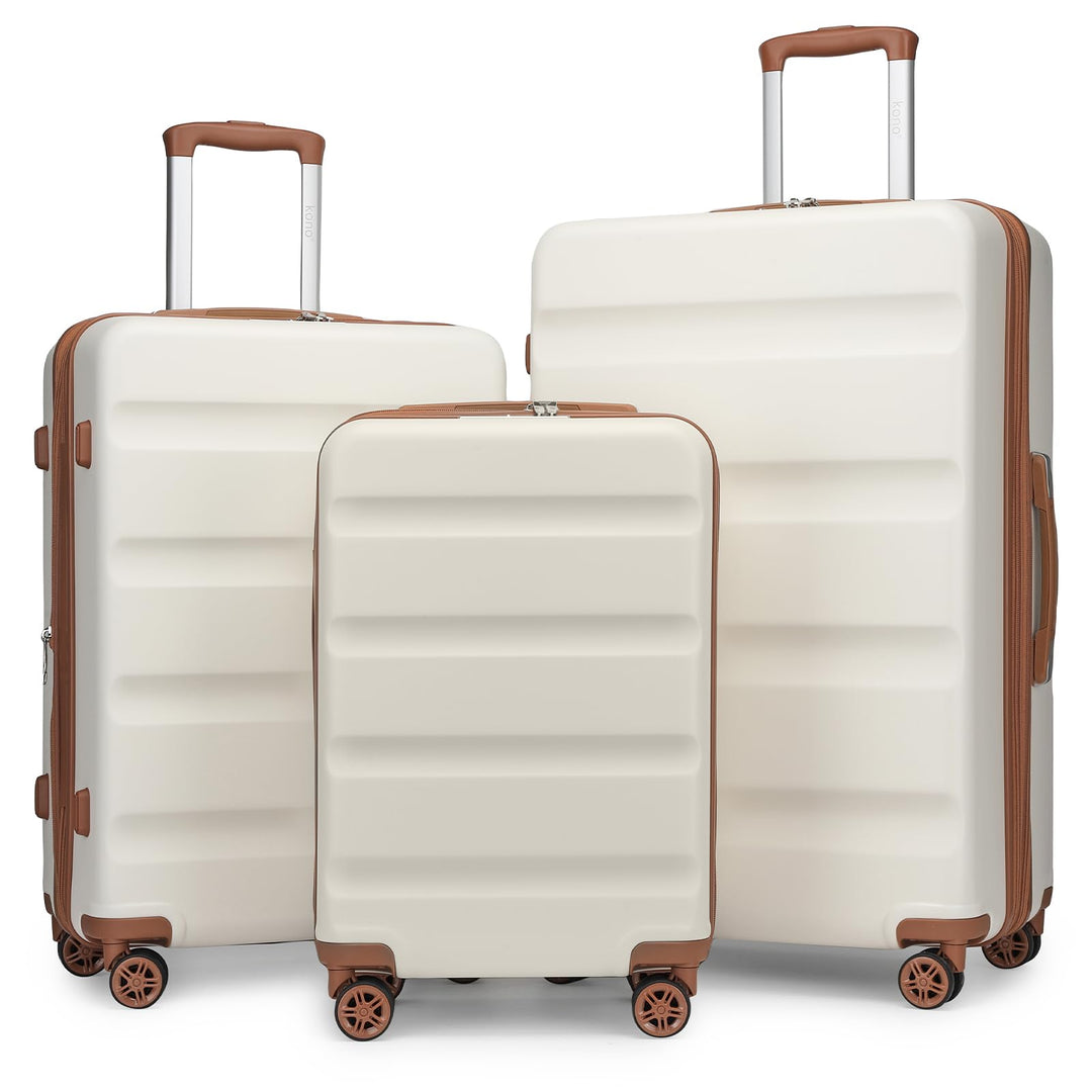 KONO Koffer Trolley Kofferset 3 Teilig Erweiterbarer Leichte Hartschalenkoffer aus ABS+PC Reisekoffe