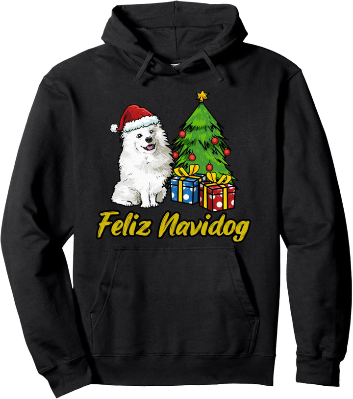 Feliz Navidog Samojede Geschenk Hunde Weihnachts Pullover Hoodie