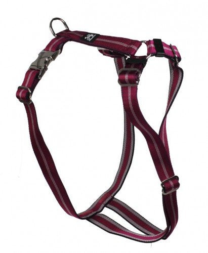 Feltmann Premium Hundegeschirr mit Alu-Max®, Soft- Nylonband, 50-65cm, 20mm, Streifen Pflaume 20mm /