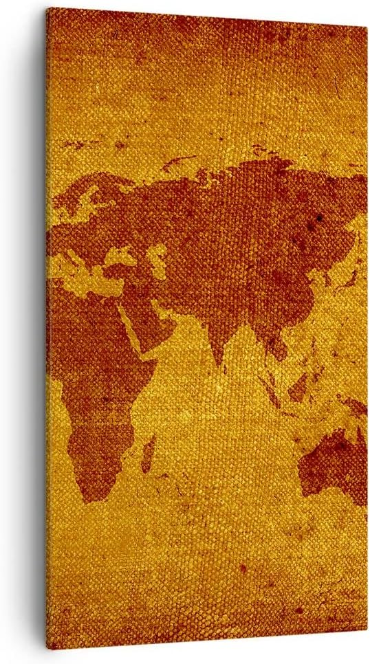 Bilder auf Leinwand Alte Karte Kontinente Reisen Welt Leinwandbild mit Rahmen 45x80cm Wandbilder Dek