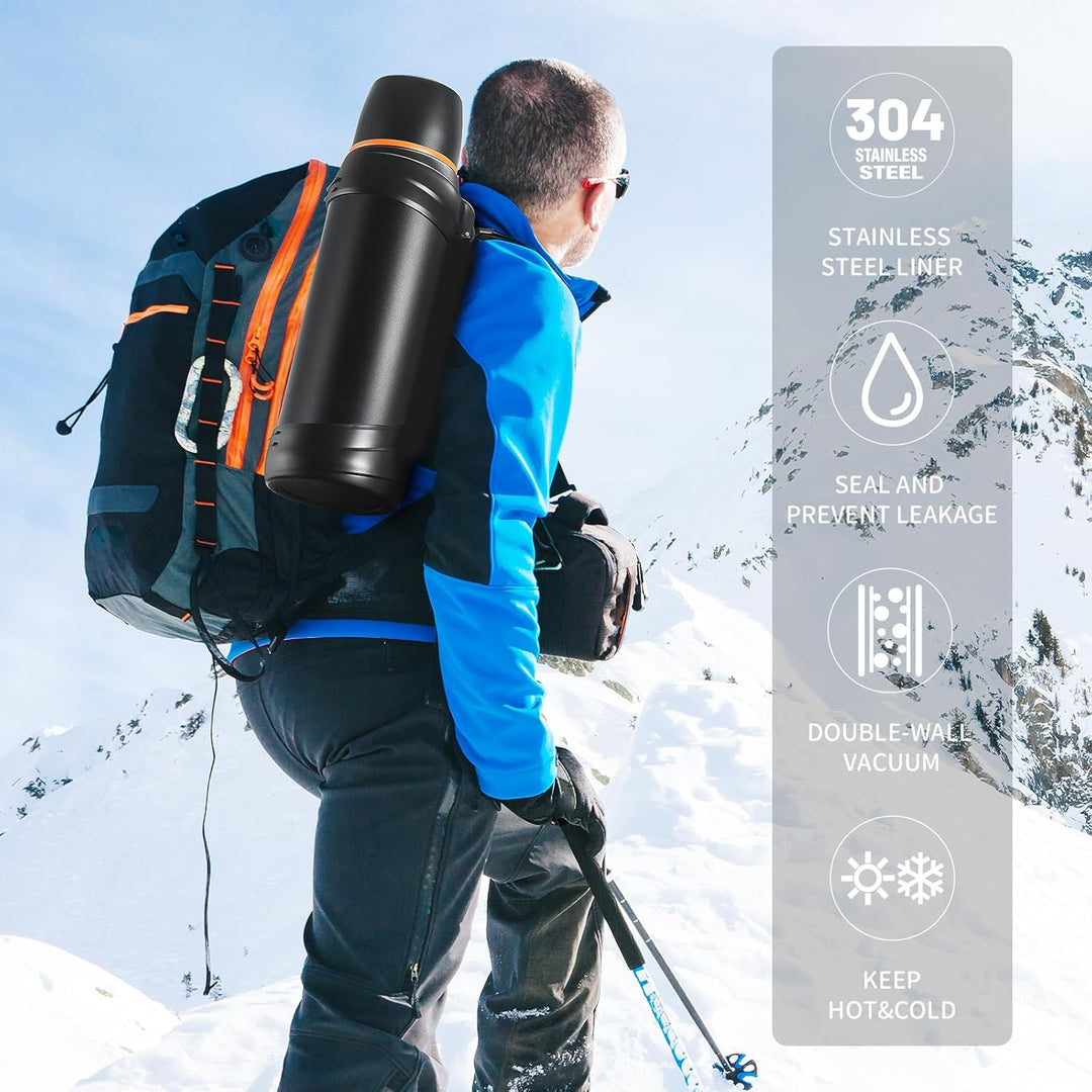 Olerd Thermosflasche Thermoskanne 2.5L, Isolierkanne Edelstahl Trinkflasche, Isolierflasche mit 2 Tr