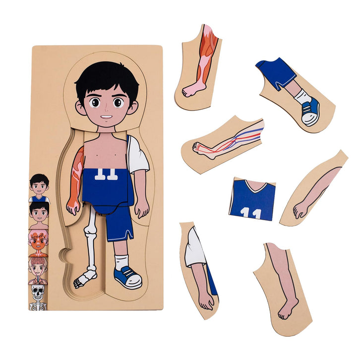 Meine Körperteile Puzzle für Kleinkinder Kinder Mädchen Jungen Montessori Holz Anatomie Puzzle 3-5 J