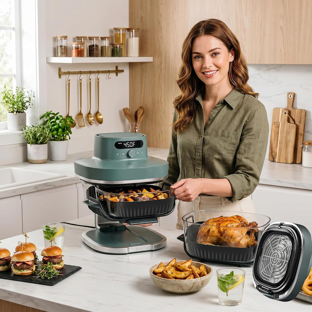 3 Stück Airfryer Silikon Zubehör für Ninja Crispi Pro AS101 Spritzschutzgitter + Silikonauskleidung