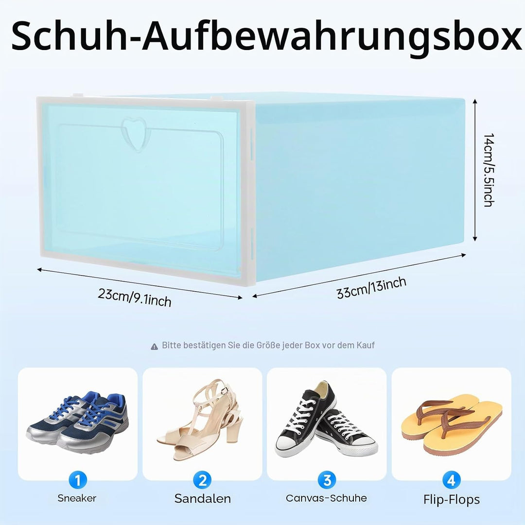 20 Stück Schuhboxen Stapelbar, Transparent Schuhbox Faltbar Schuhkarton Schuhaufbewahrung platzspare