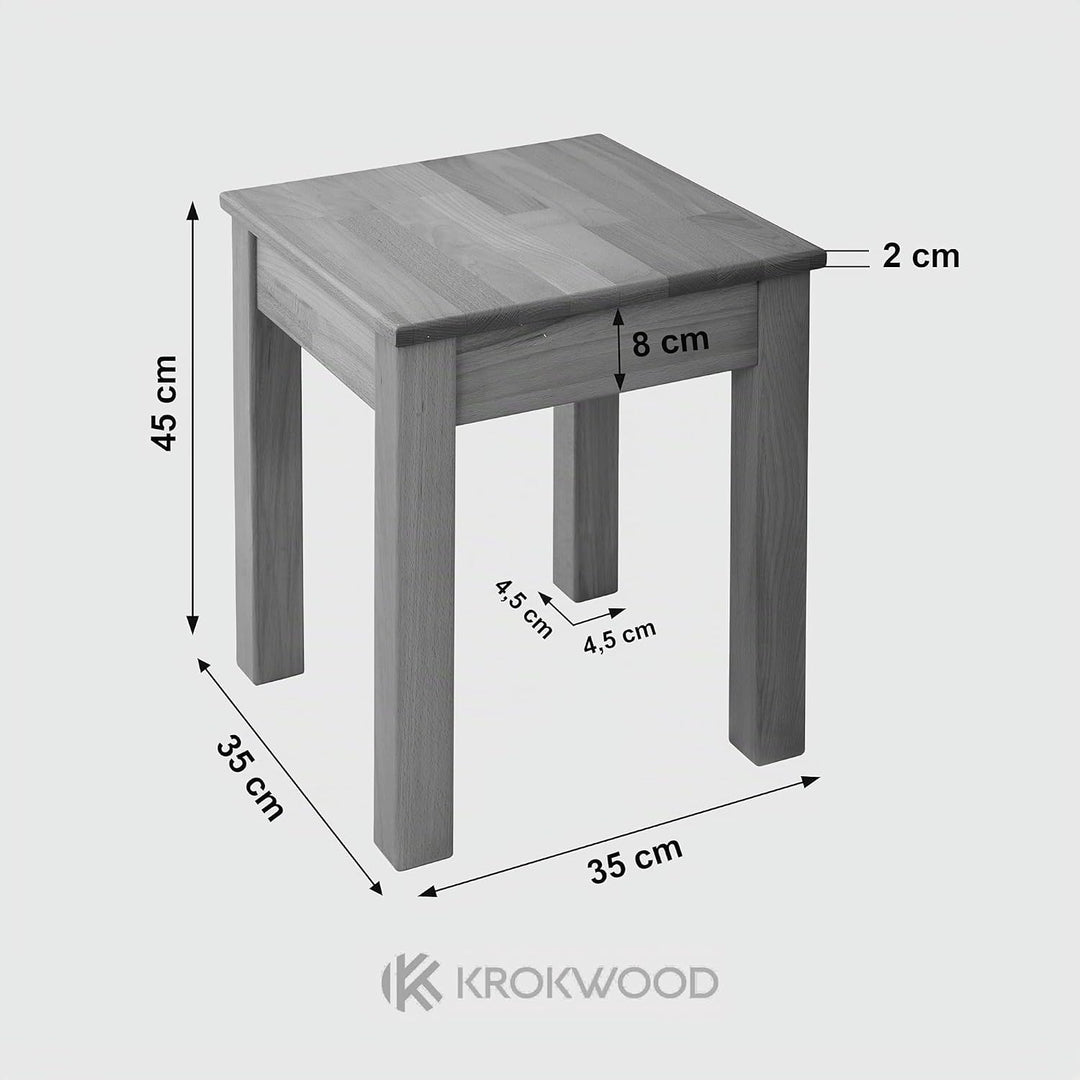 Krok Wood Hocker Tomas aus Massivholz 35x35x45 cm (Eiche, 2X ohne Eingriff) 2x Tomas ohne Eingriff E