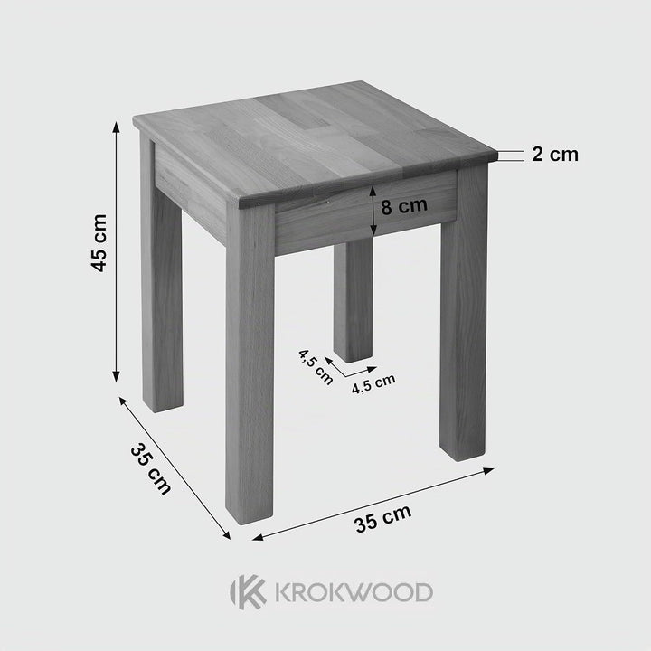 Krok Wood Hocker Tomas aus Massivholz 35x35x45 cm (Eiche, 2X ohne Eingriff) 2x Tomas ohne Eingriff E