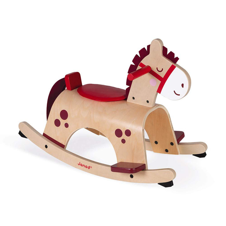 Janod - Holz Schaukelpferd ‘Pony’ - Babyspielzeug - Ideal zum Gleichgewicht Lernen - Anti-Kipp Syste