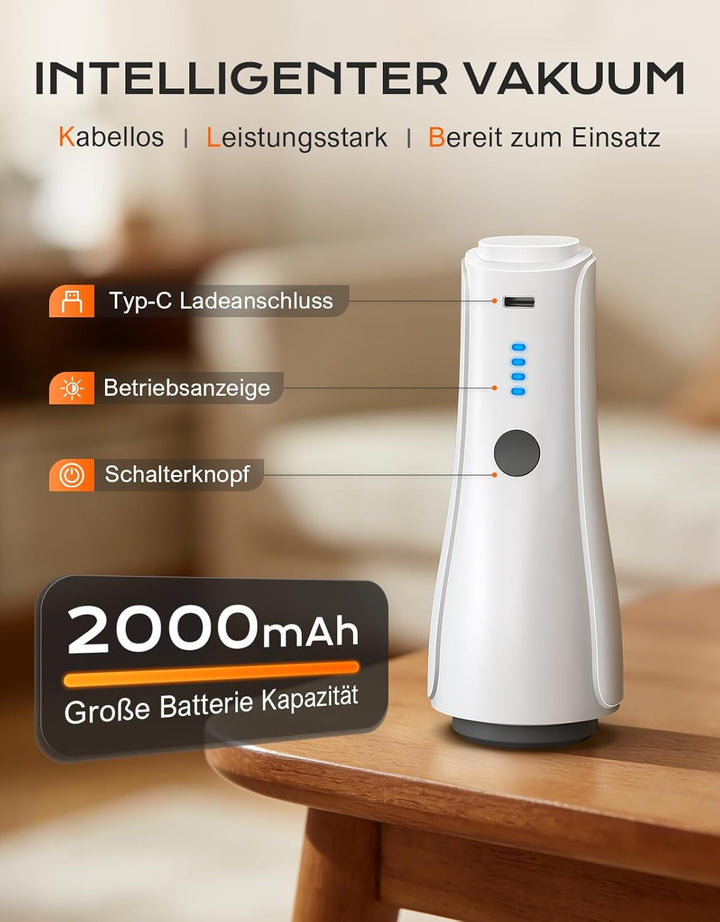 Vakuumbeutel für Kleidung mit Kabellose Elektrischer Pumpe [-5000PA Saugkraft], 15er Pack Wiederverw