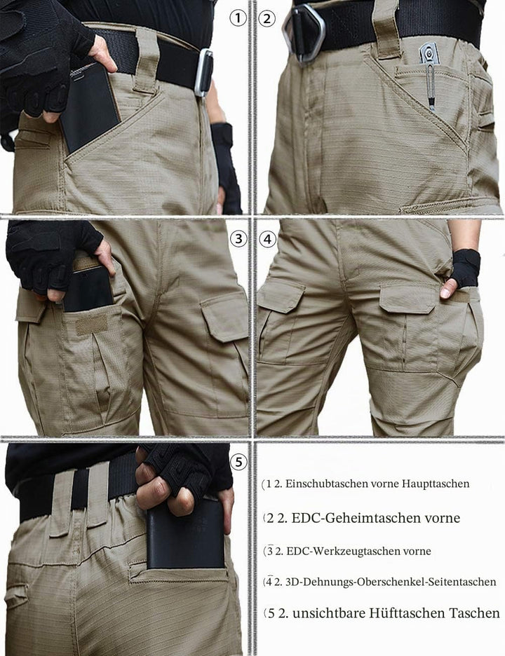 zuoxiangru Wasserfeste Herren Hose Relaxed Fit Tactical Combat Army Cargo Arbeitshose mit Mehrfachta
