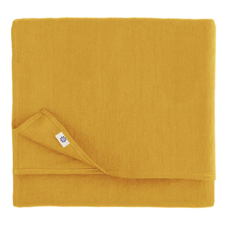 Linen & Cotton Tischdecke Stoff Tischtuch Tischwäsche Hygge - 100% Leinen, Senfgelb/Gelb (80 x 80 cm