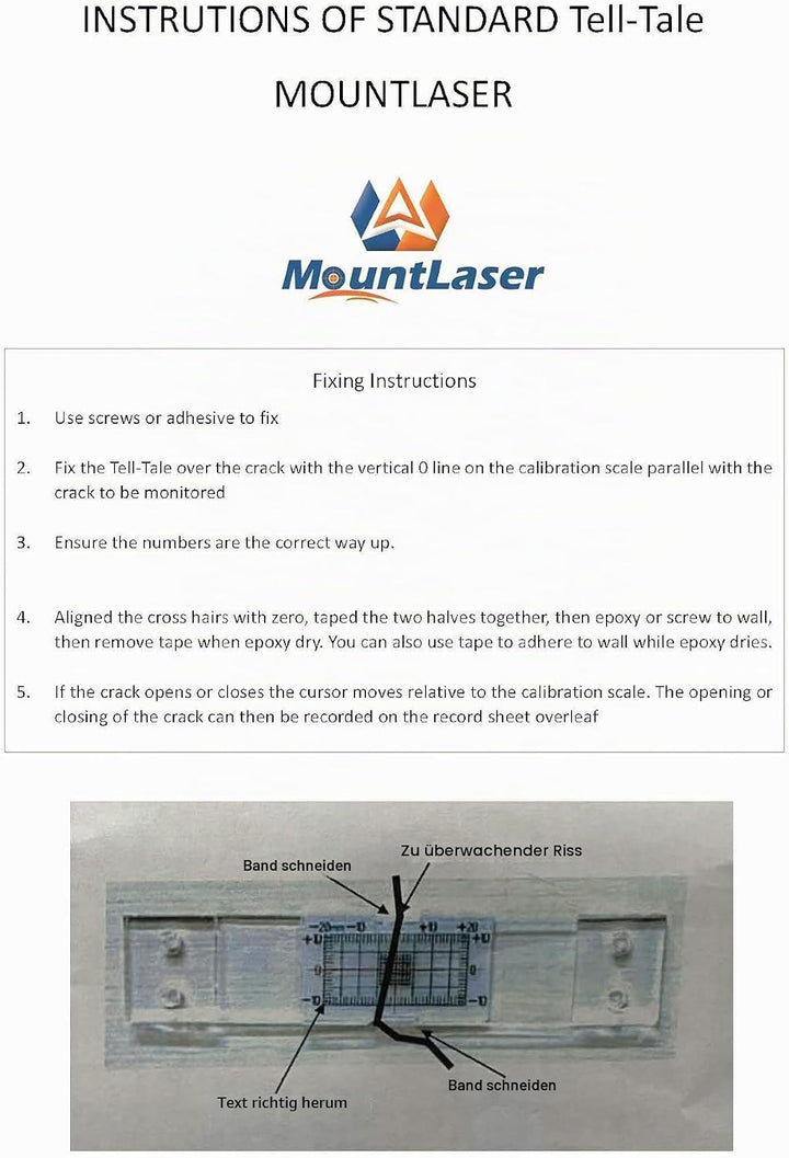 Mountlaser Rissmessgerät Monitor, Gebäudewand Standard Rissmonitor, Spaltmass Rissüberwachung Aufzei
