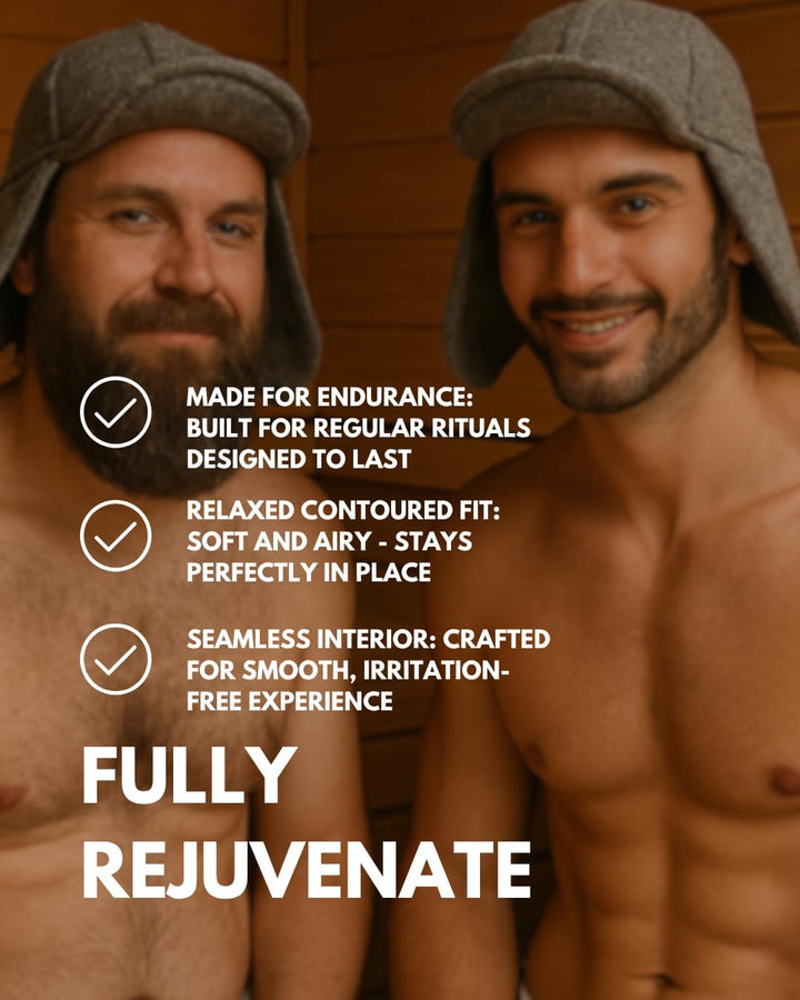 frihed.® Saunahut Pro Steingrau aus doppeltem Wollwalk - 100% Schafschurwolle - High End Sauna Acces