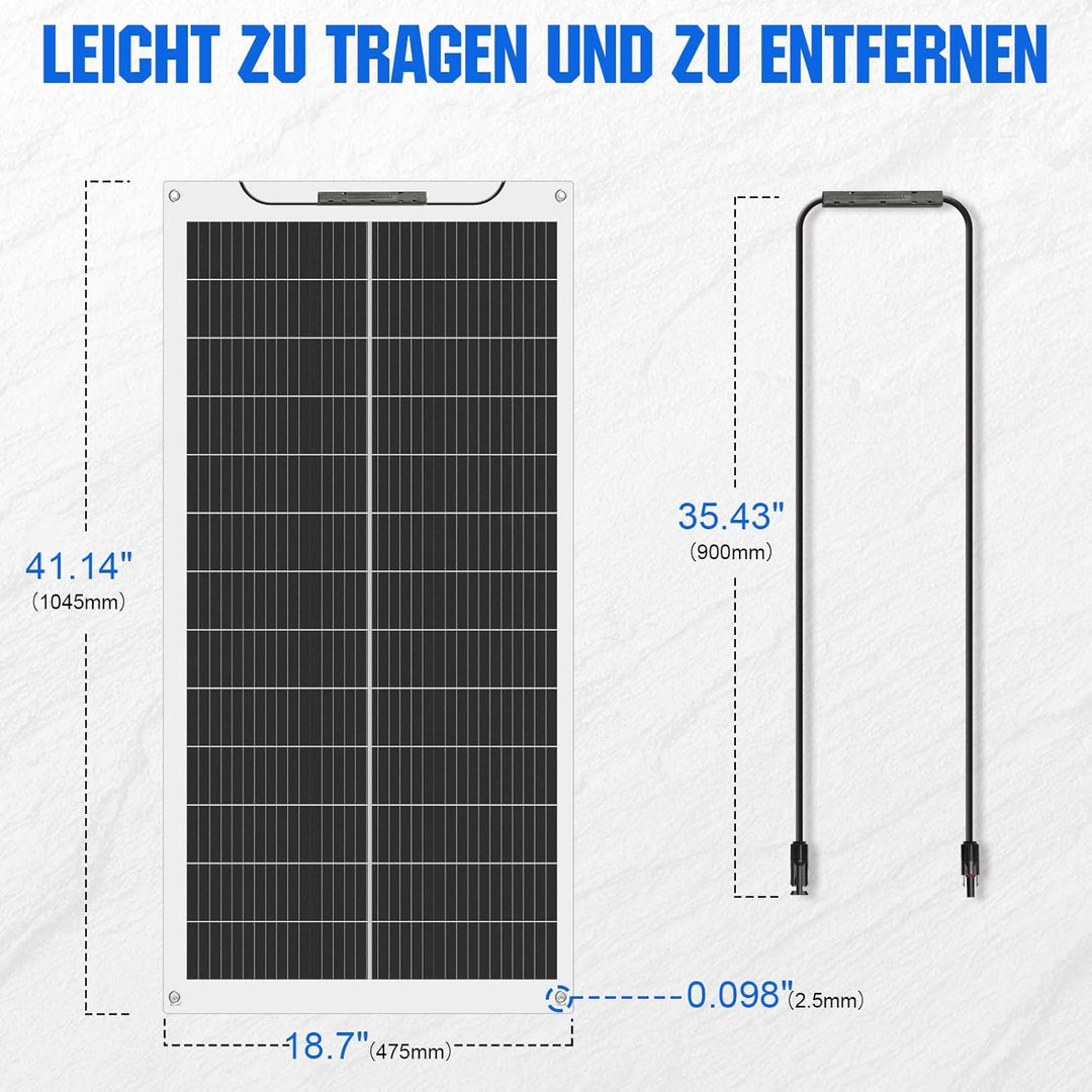 ECO-WORTHY 400 Watt 12V 4 Stücke 100W Flexible Solarpanel Mono Solarmodul PV für Balkon Wohnwagen Va