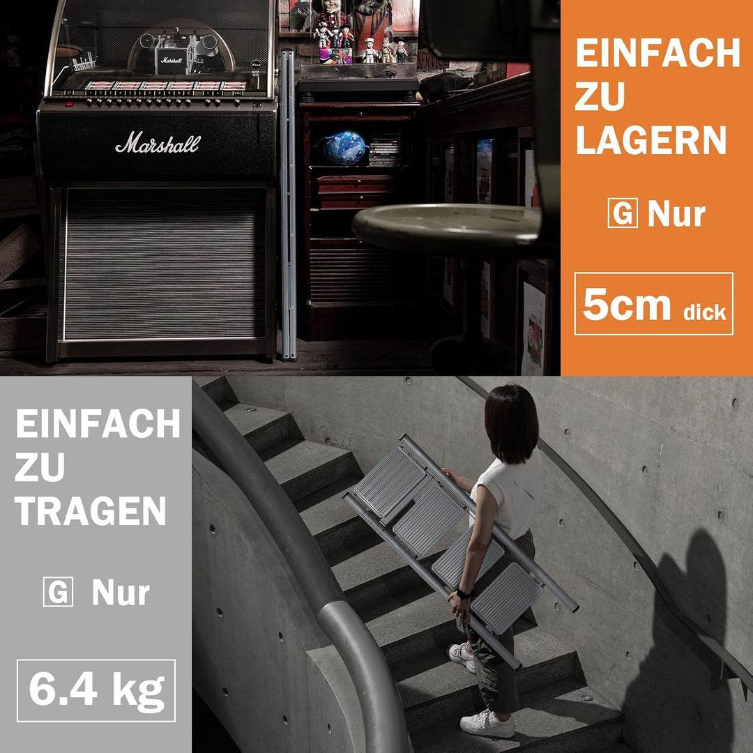 XinSunho Leiter 4 Stufen, Klappbar Trittleiter, Haushaltsleiter, rutschfeste Stehleiter, Tragbare Kl