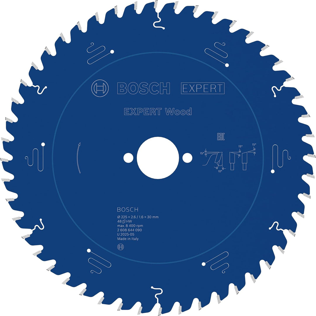 Bosch Professional 1x Kreissägeblatt Expert for Wood (Holz, Sägeblatt Ø 225 x 30 x 2,6 mm, 48 Zähne,
