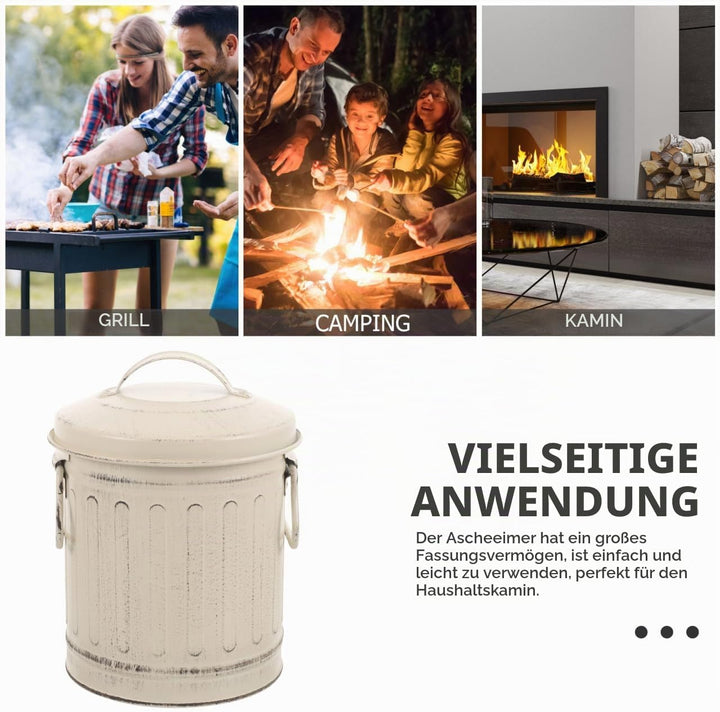 BESPORTBLE Kamin Ascheeimer Aus Gusseisen Mit Deckel Und Griff GrossEr Metall KüBel FüR Asche Und Gl