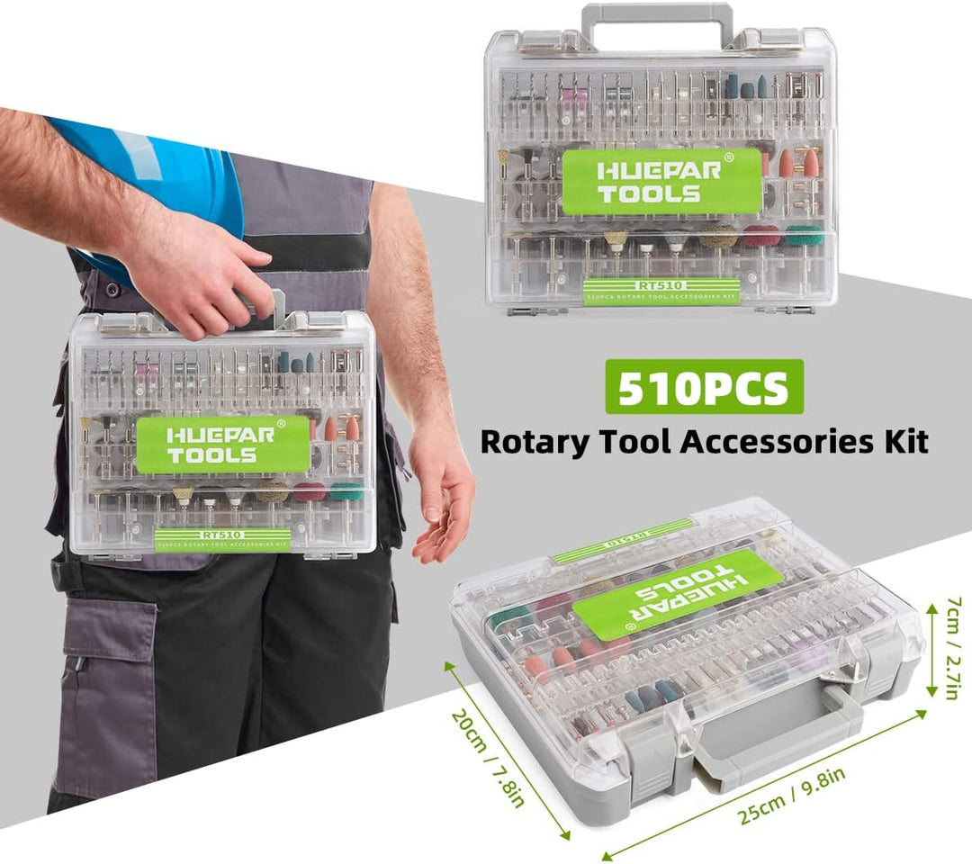 Huepar Tools Multifunktionswerkzeug Zubehör Set Drehwerkzeug 510 tlg. Universal Mehrzweck Zubehörset