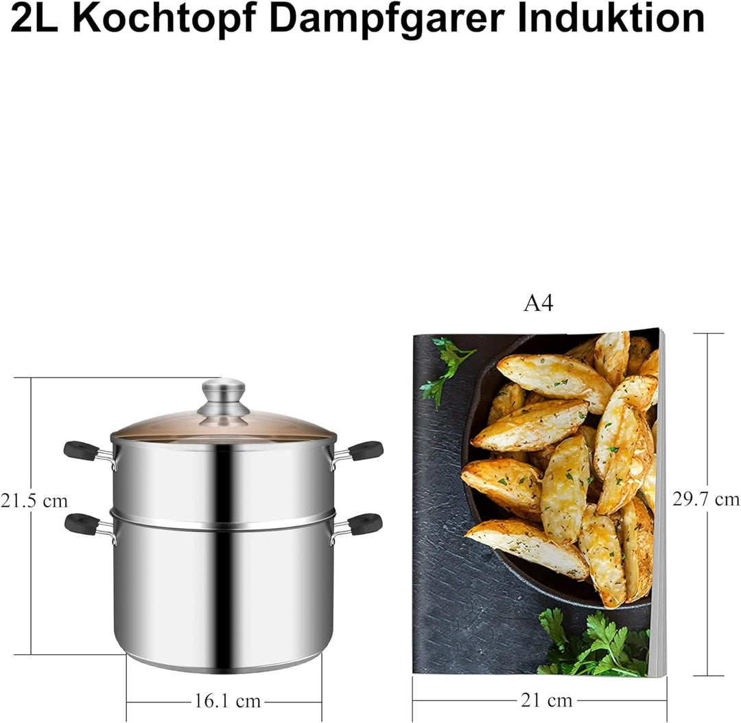 VENTION Kochtopf Dampfgarer Induktion, Couscoustopf 18 cm, 2 litres Induktion 18 Cm/2 L, Induktion 1