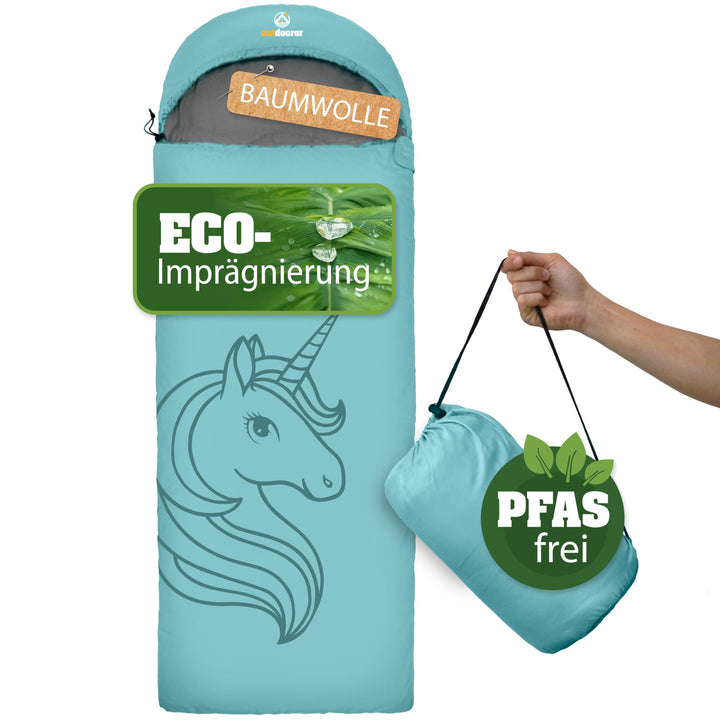 outdoorer Kinderschlafsack Dream Express - Deckenschlafsack für Kinder, mit Baumwolle gefüttert aqua