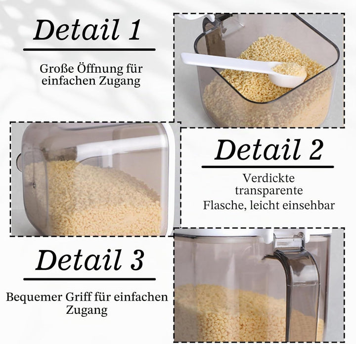 LELE LIFE Gewürzdose zur Wandmontage, Set mit 3 Gewürzbehältern mit Deckel und Löffel, selbstklebend