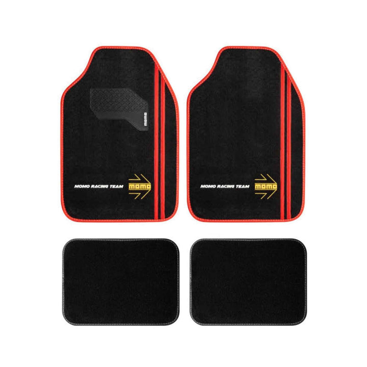 MOMO KOMPLETT-SET 4 STÜCK UNIVERSAL-AUTOFUSSMATTEN SCHWARZ/ROT SCHWARZ AND ROT A8BR, SCHWARZ AND ROT
