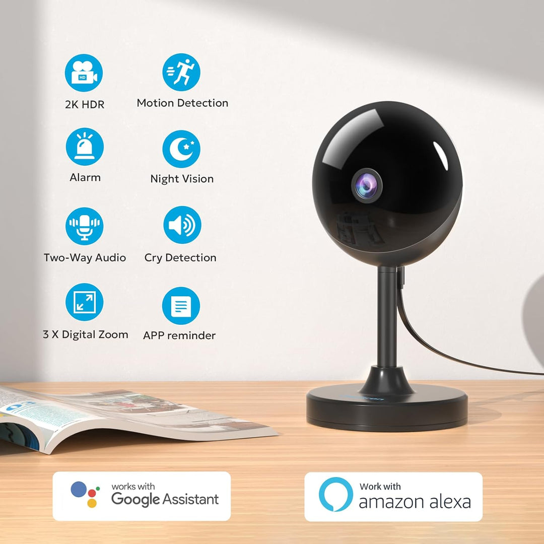 owltron Überwachungskamera, Babyphone mit Kamera,2K Kamera Überwachung innen,Hundekamera mit Bewegun