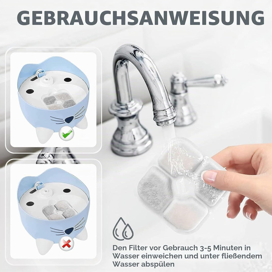 16 Stück Katzenbrunnen Filter für 2,5L Trinkbrunnen für Katze Ersatzfilter, Katzenbrunnenfilter mit